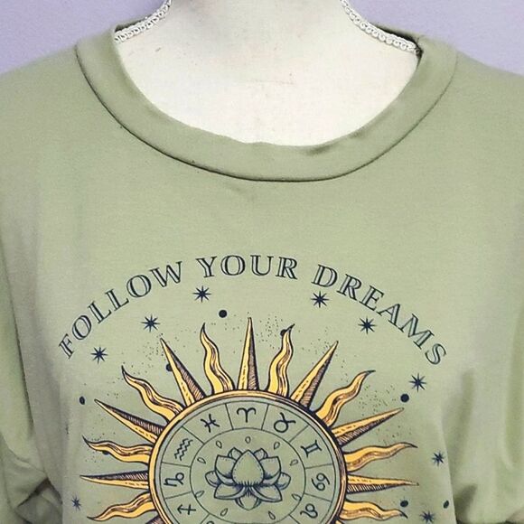 Papaya Sage Green Cosmic Sun Horoscope Graphic Cropped Swearshirt - Picture 2 of 10